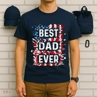 Funny Best Dad Ever Fathers Day Papa Us American Flag T-Shirt thumb 6