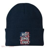 Funny Best Dad Ever Fathers Day Papa Us American Flag Beanie thumb 0