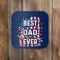 Funny Best Dad Ever Fathers Day Papa Us American Flag Coaster thumb 0