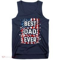 Funny Best Dad Ever Fathers Day Papa Us American Flag Tank Top thumb 0
