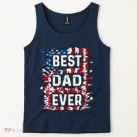 Funny Best Dad Ever Fathers Day Papa Us American Flag Tank Top thumb 2