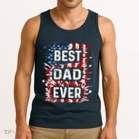 Funny Best Dad Ever Fathers Day Papa Us American Flag Tank Top thumb 3