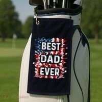 Funny Best Dad Ever Fathers Day Papa Us American Flag Golf Towel thumb 2