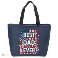 Funny Best Dad Ever Fathers Day Papa Us American Flag Tote Bag thumb 0
