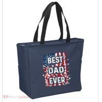 Funny Best Dad Ever Fathers Day Papa Us American Flag Tote Bag thumb 2