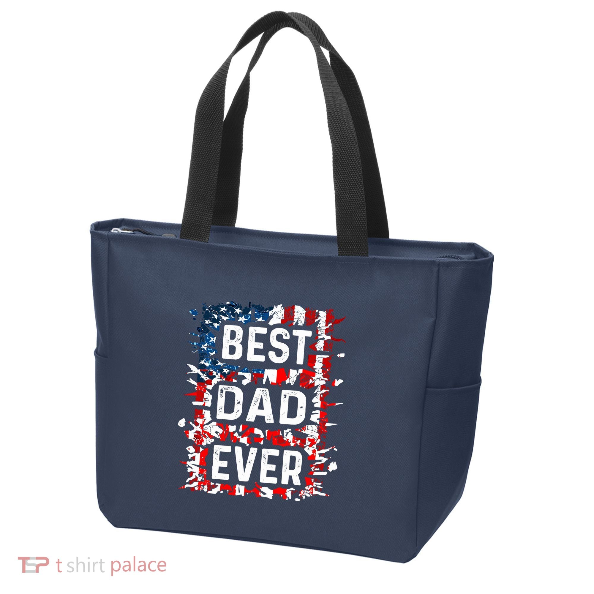 Funny Best Dad Ever Fathers Day Papa Us American Flag Tote Bag