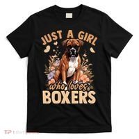 Floral Boxer Dog Just A Girl Who Loves Boxer T-Shirt thumb 0