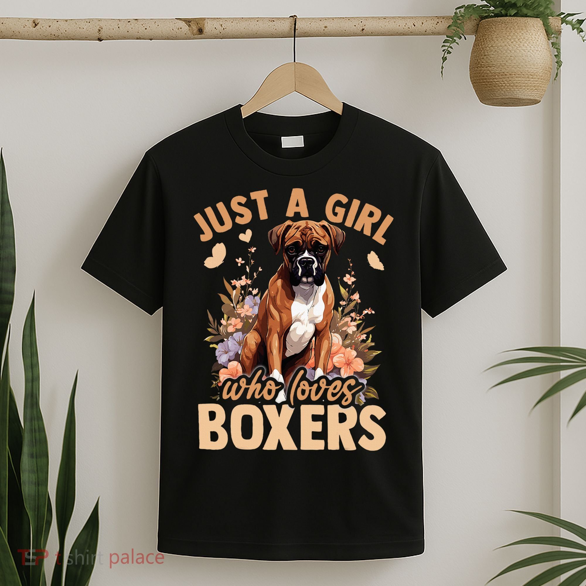Floral Boxer Dog Just A Girl Who Loves Boxer T-Shirt