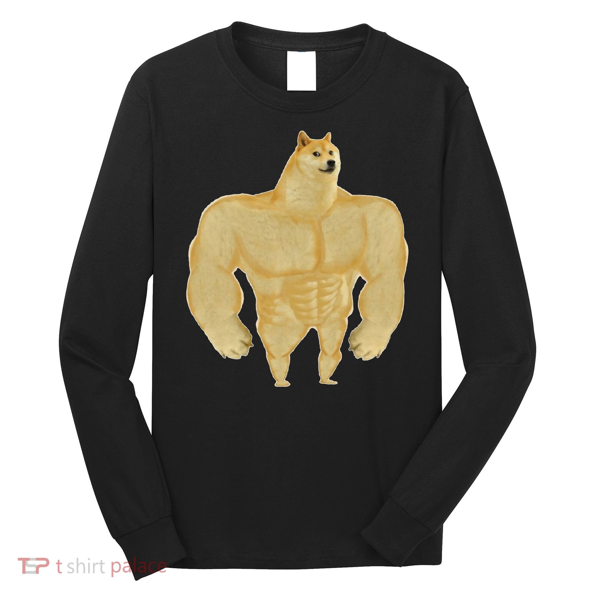 Funny Buff Doge Chiba Dog Gym meme Funny Swole Doge Long Sleeve Shirt