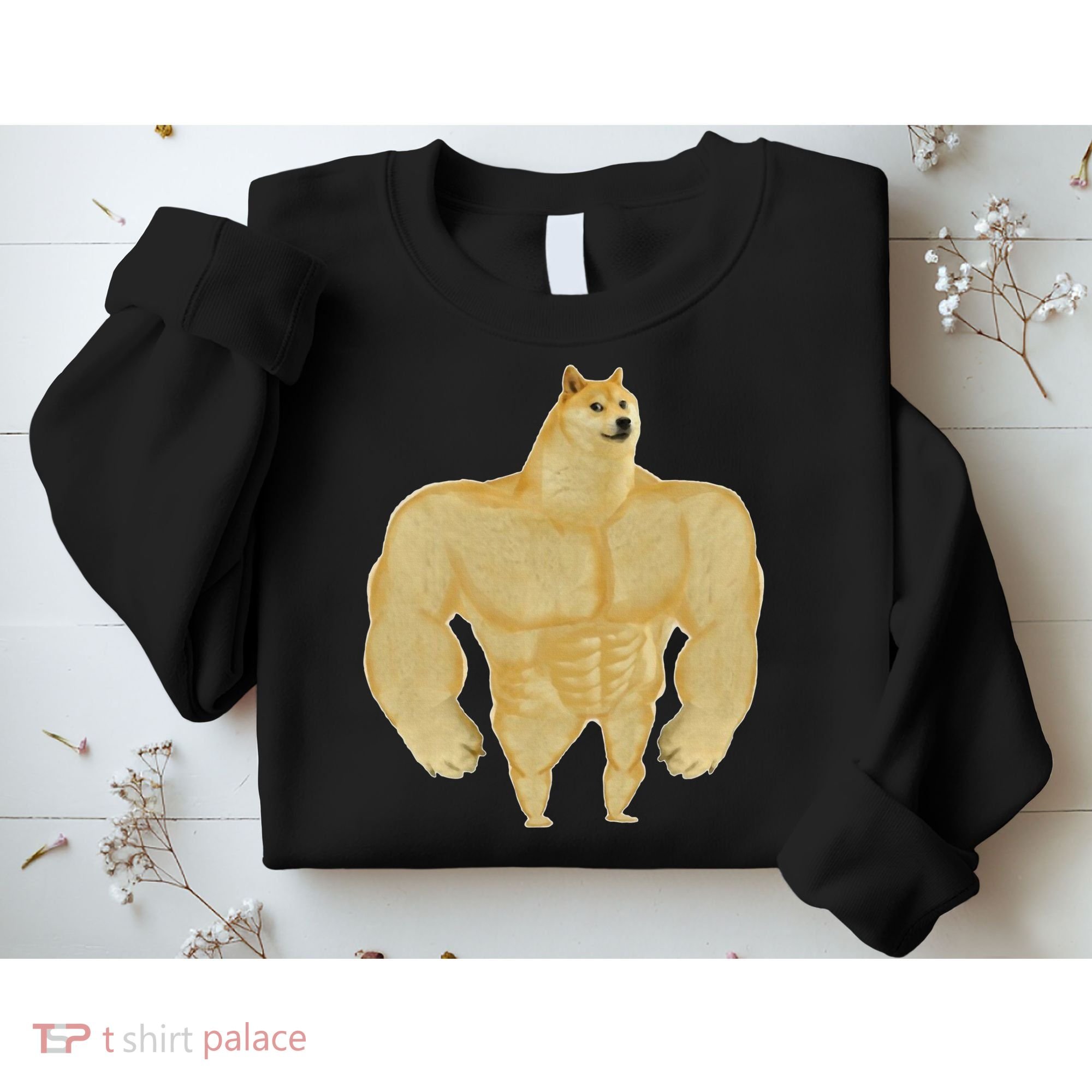 Funny Buff Doge Chiba Dog Gym meme Funny Swole Doge Sweatshirt