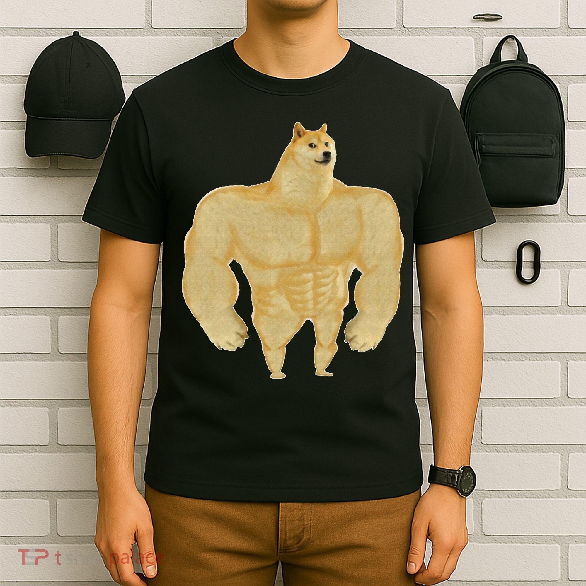 Funny Buff Doge Chiba Dog Gym meme Funny Swole Doge T-Shirt