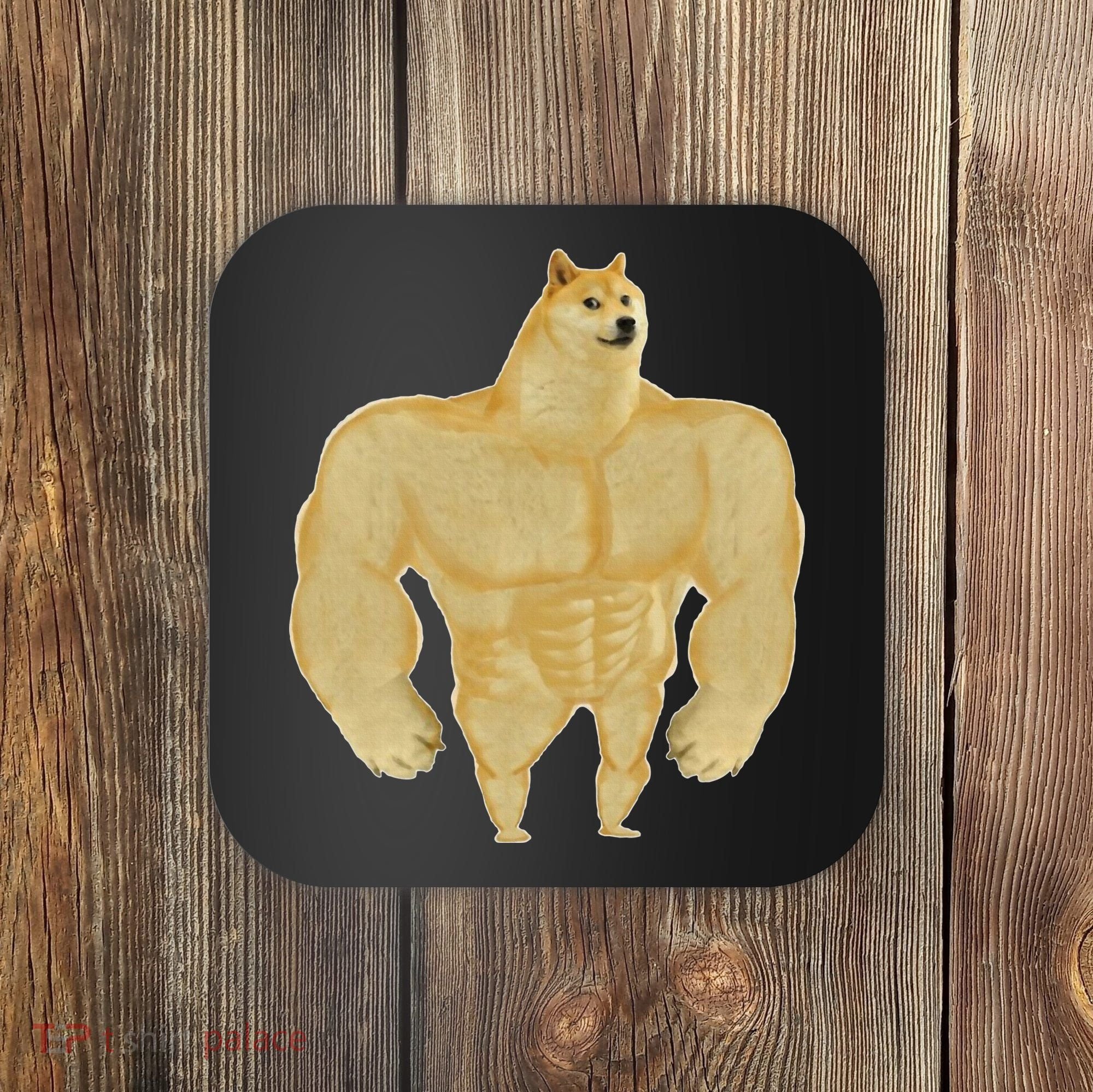Funny Buff Doge Chiba Dog Gym meme Funny Swole Doge Coaster