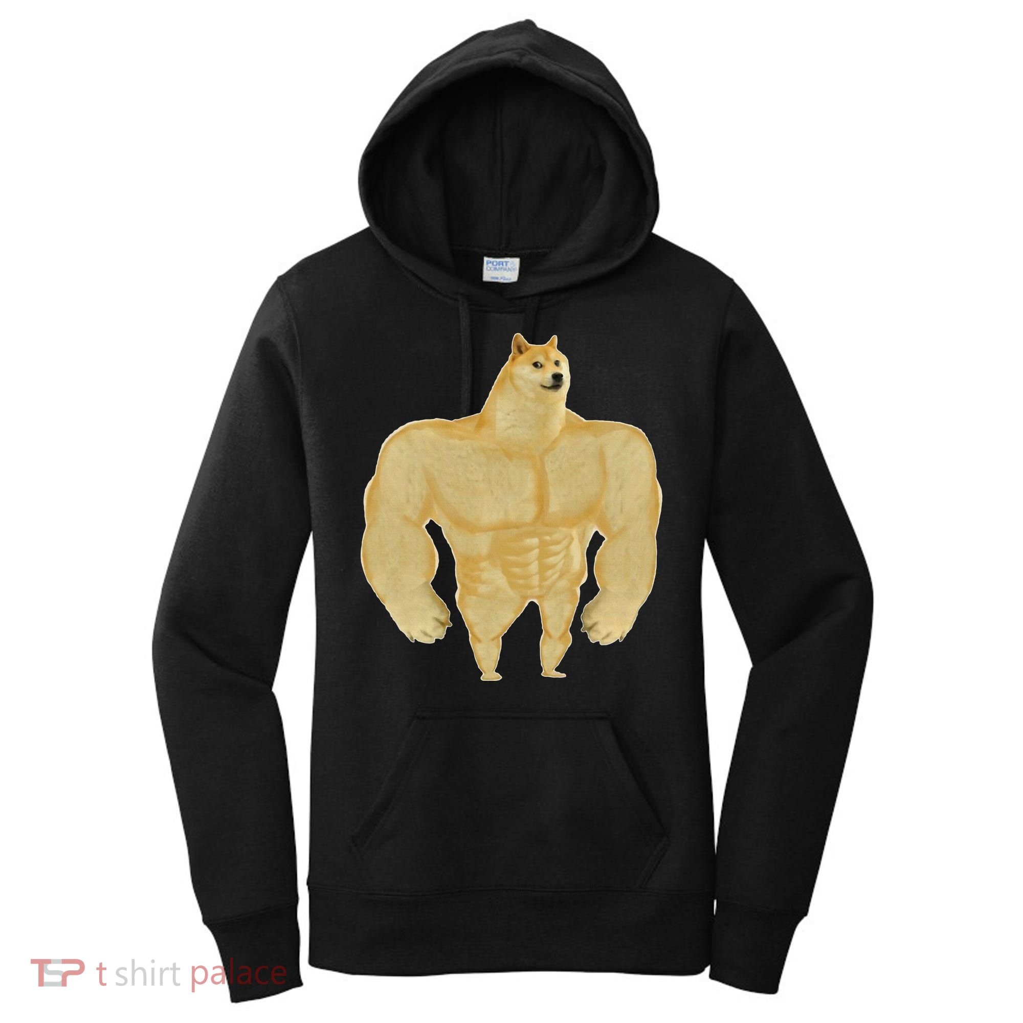 Funny Buff Doge Chiba Dog Gym meme Funny Swole Doge Women's Hoodie
