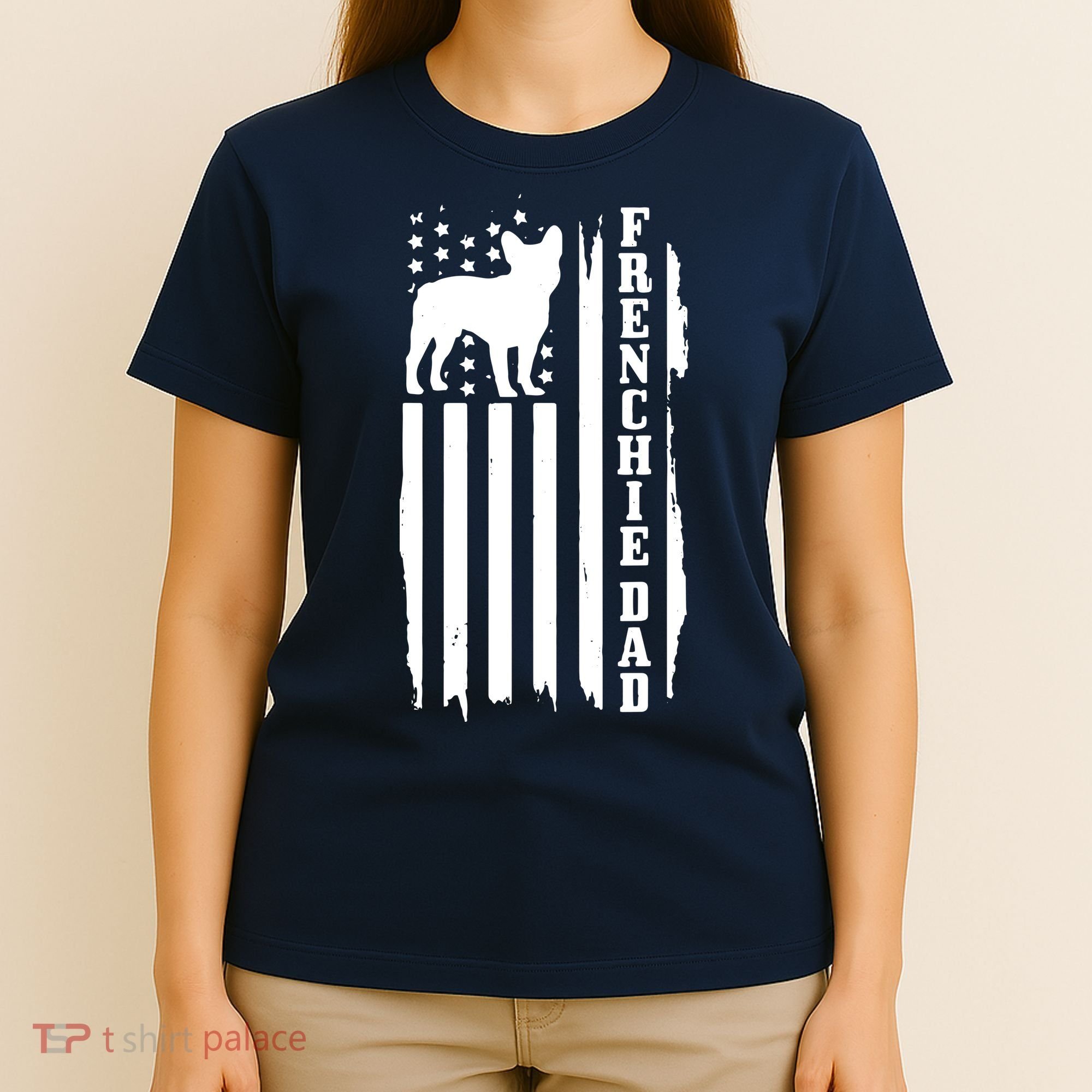 French Bulldog Dad American Flag Patriotic Frenchie Dog T-Shirt