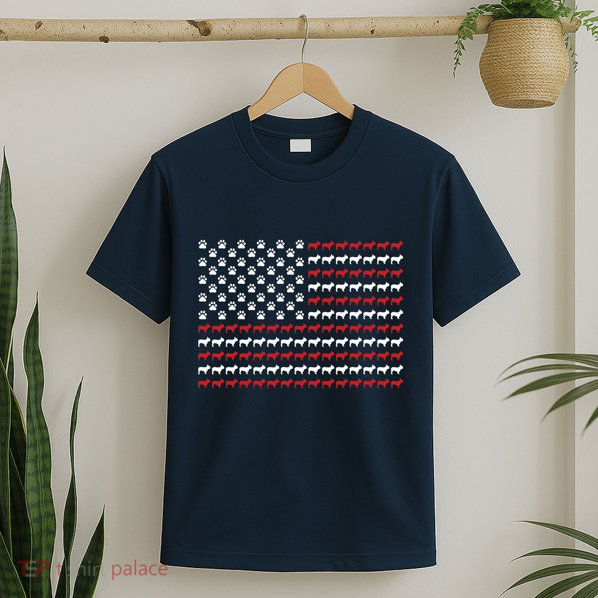 French Bulldog Dog American Flag Patriotic 4th Of July T-Shirt