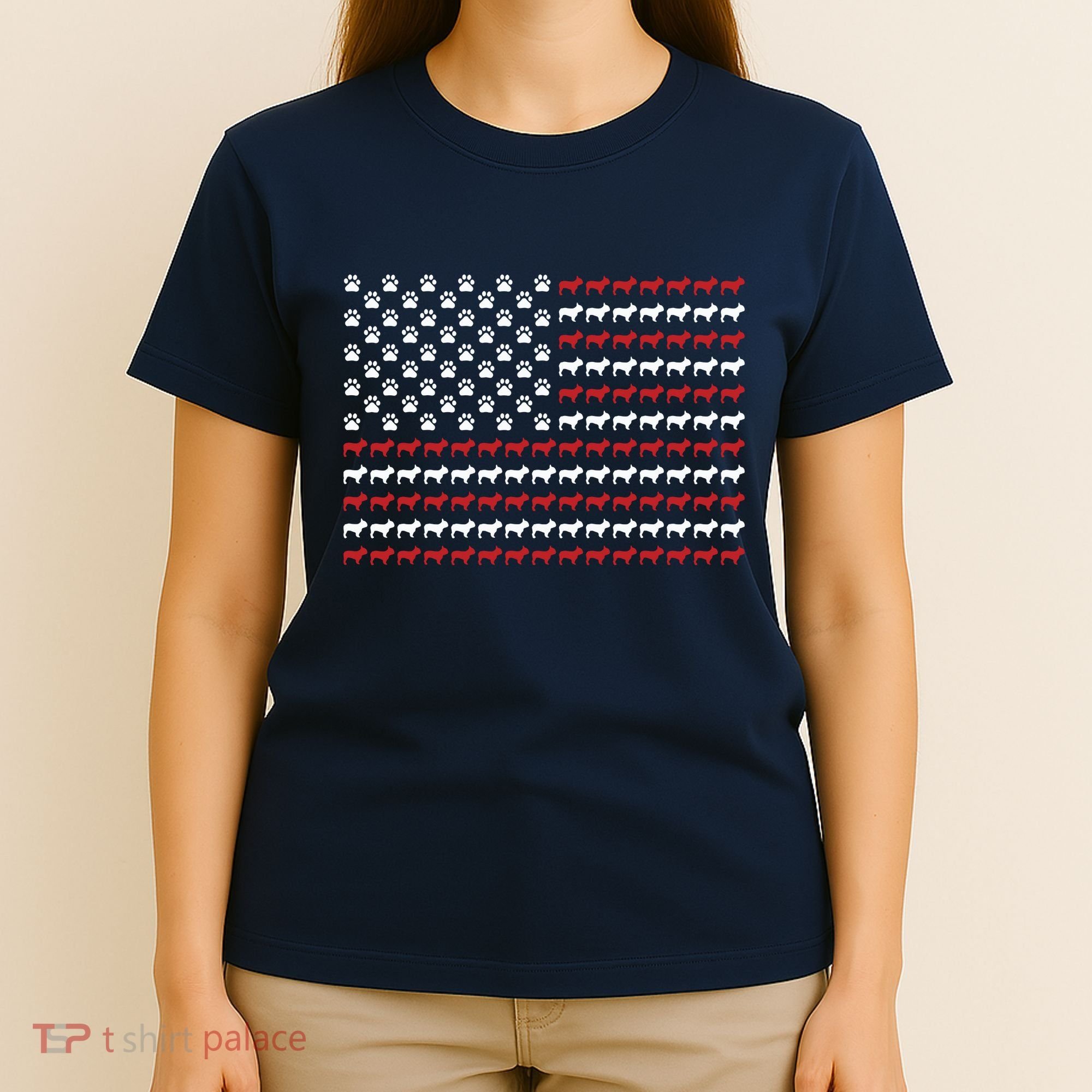 French Bulldog Dog American Flag Patriotic 4th Of July T-Shirt