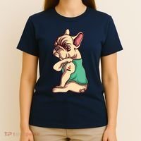French Bulldog Dog I Love Mom Tattoo Lover Funny Gift T-Shirt thumb 4