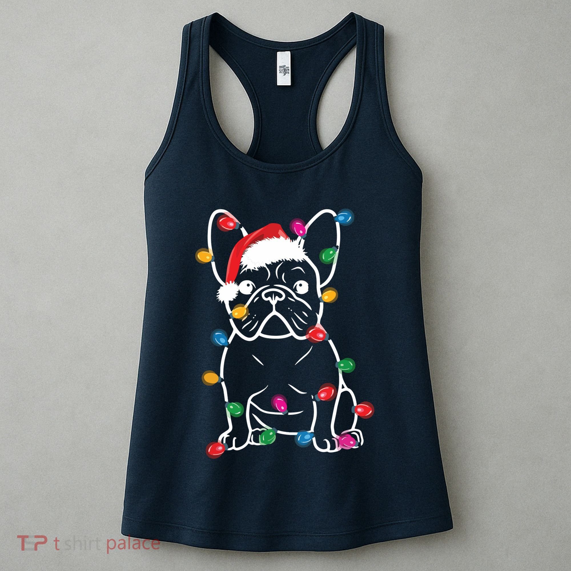 French Bulldog Dog Lights Christmas Matching Family Women's Tank Top