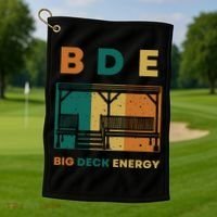 Funny Big Deck Energy BDE Dad Jokes Golf Towel thumb 1