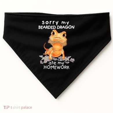Funny Bearded Dragon Cute Lizard Beardie Ate My Homework Gift USA-Made Doggie Bandana