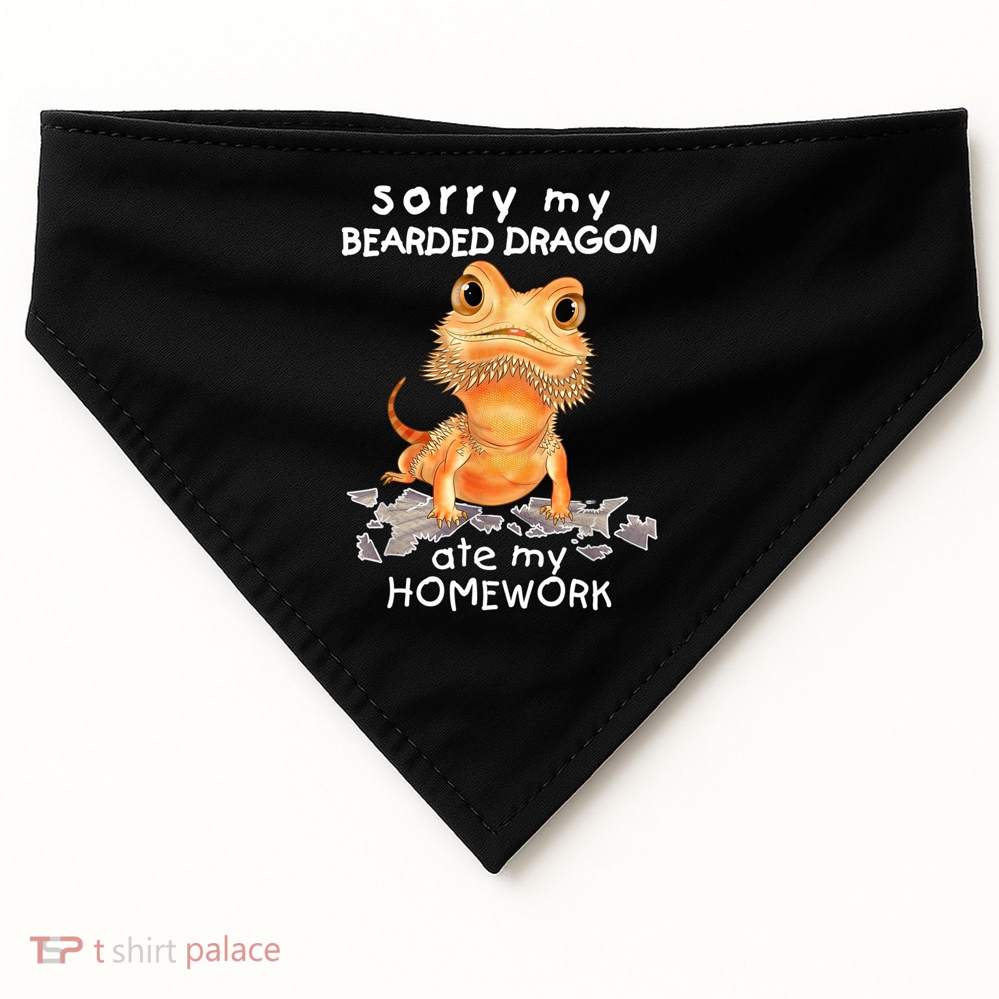 Funny Bearded Dragon Cute Lizard Beardie Ate My Homework Gift USA-Made Doggie Bandana