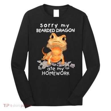 Funny Bearded Dragon Cute Lizard Beardie Ate My Homework Gift Long Sleeve Shirt