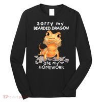 Funny Bearded Dragon Cute Lizard Beardie Ate My Homework Gift Long Sleeve Shirt thumb 0