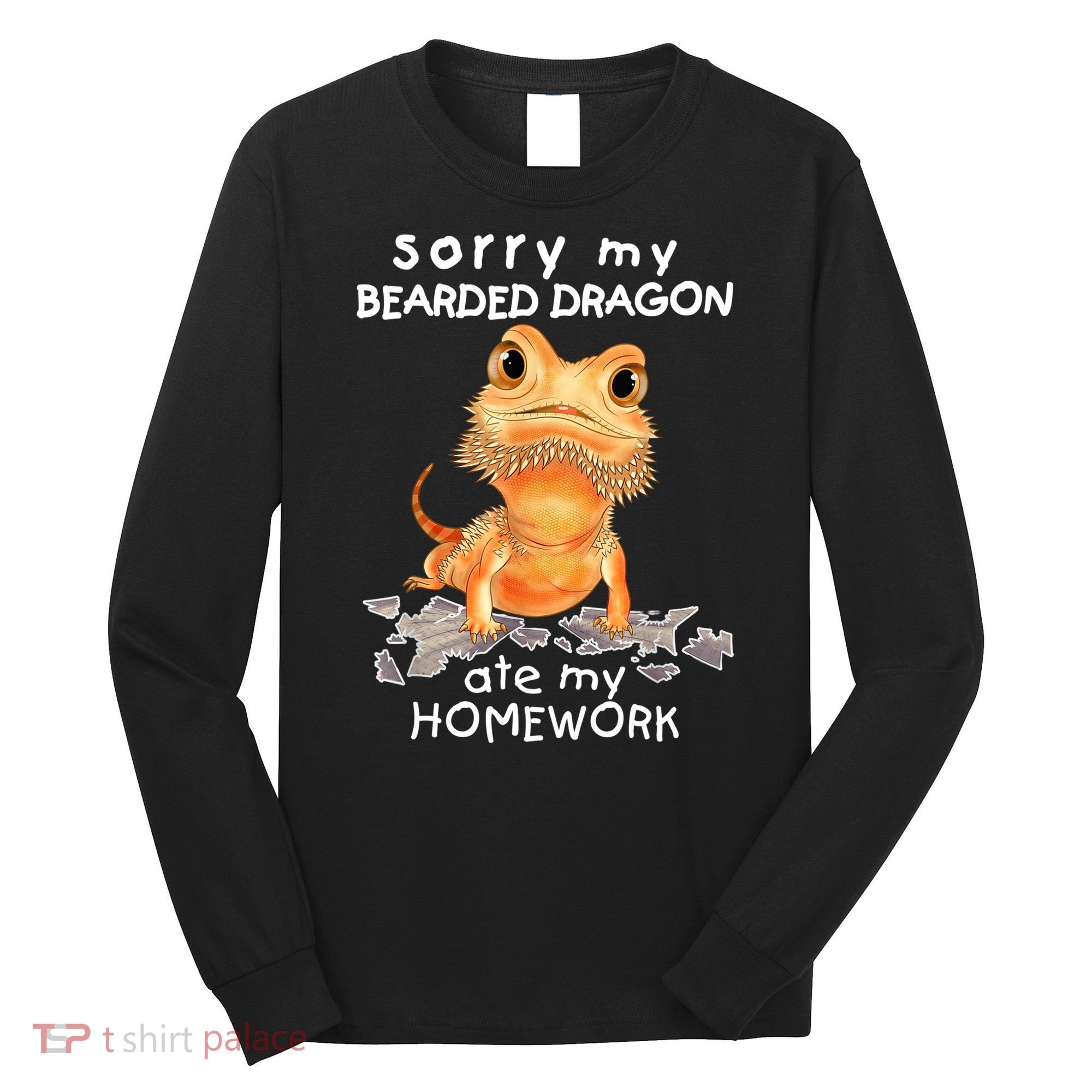 Funny Bearded Dragon Cute Lizard Beardie Ate My Homework Gift Long Sleeve Shirt