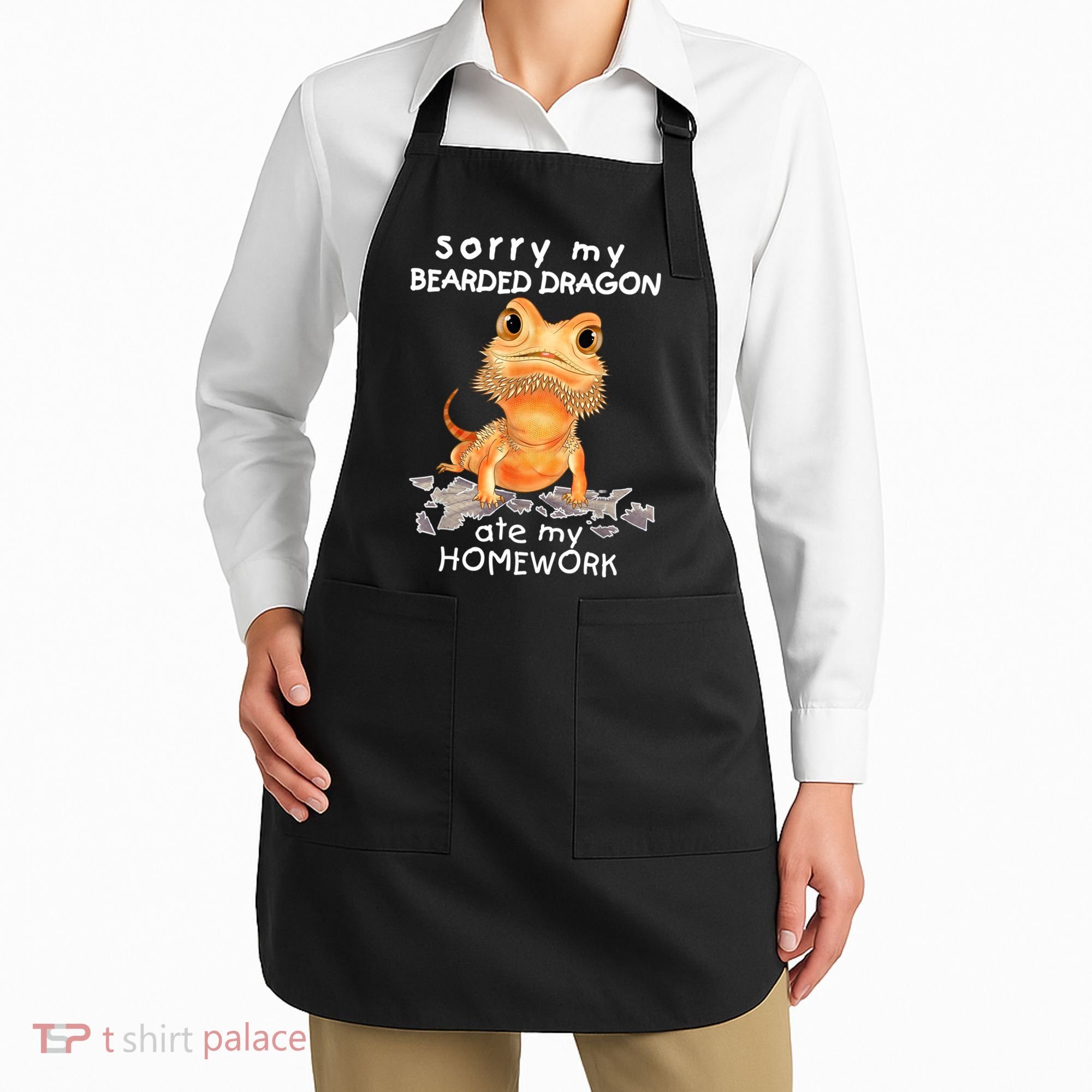 Funny Bearded Dragon Cute Lizard Beardie Ate My Homework Gift Apron