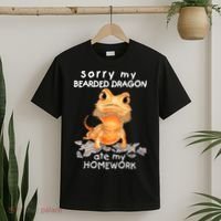 Funny Bearded Dragon Cute Lizard Beardie Ate My Homework Gift T-Shirt thumb 2