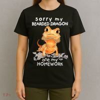 Funny Bearded Dragon Cute Lizard Beardie Ate My Homework Gift T-Shirt thumb 4