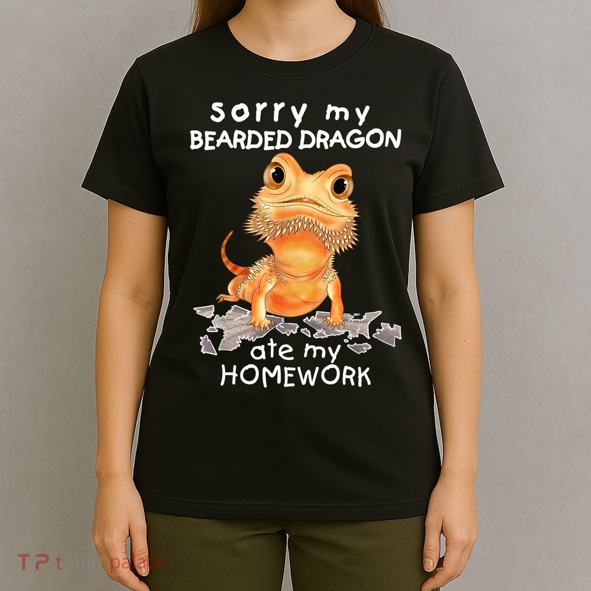 Funny Bearded Dragon Cute Lizard Beardie Ate My Homework Gift T-Shirt