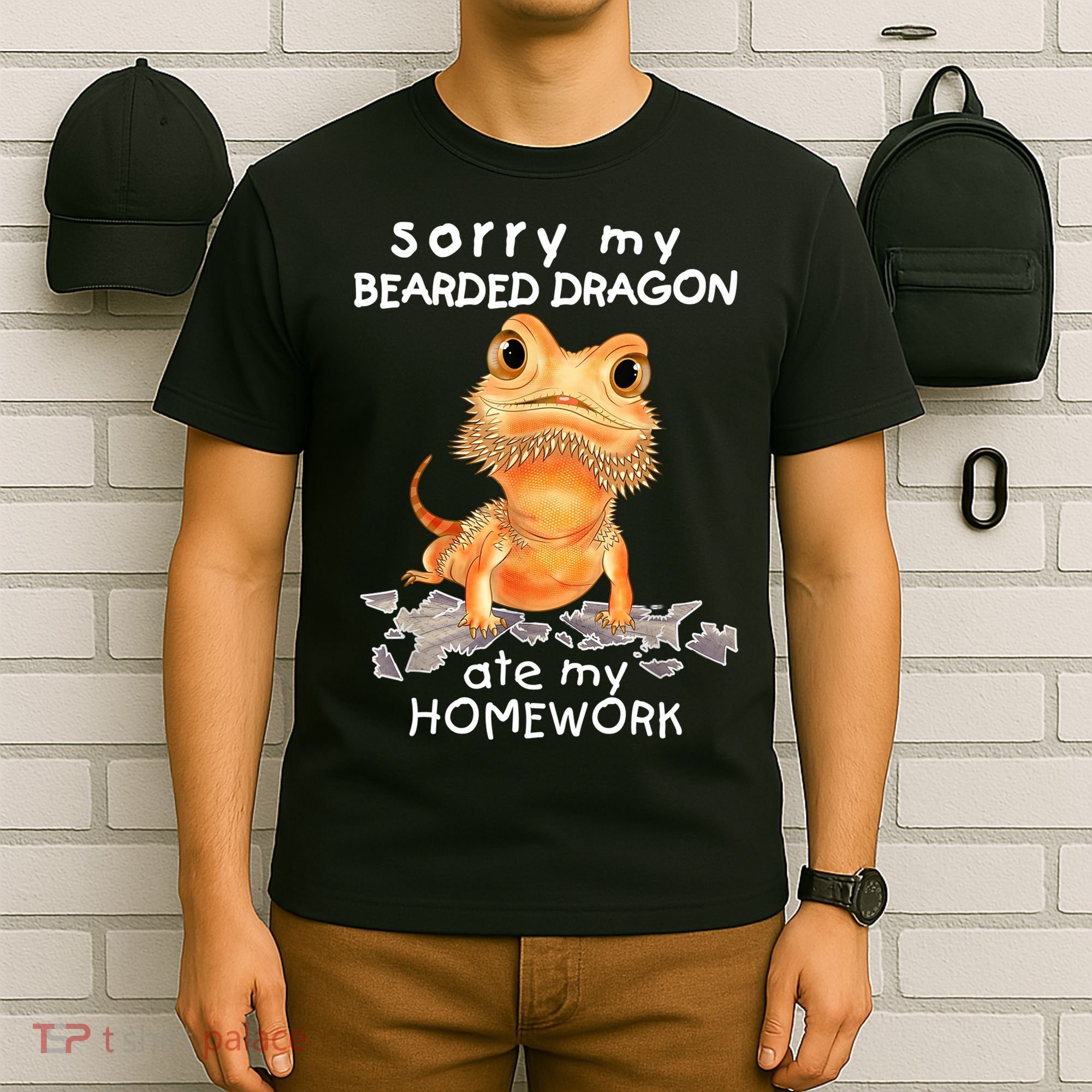 Funny Bearded Dragon Cute Lizard Beardie Ate My Homework Gift T-Shirt