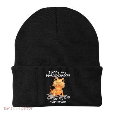 Funny Bearded Dragon Cute Lizard Beardie Ate My Homework Gift Beanie