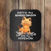 Funny Bearded Dragon Cute Lizard Beardie Ate My Homework Gift Coaster thumb 0