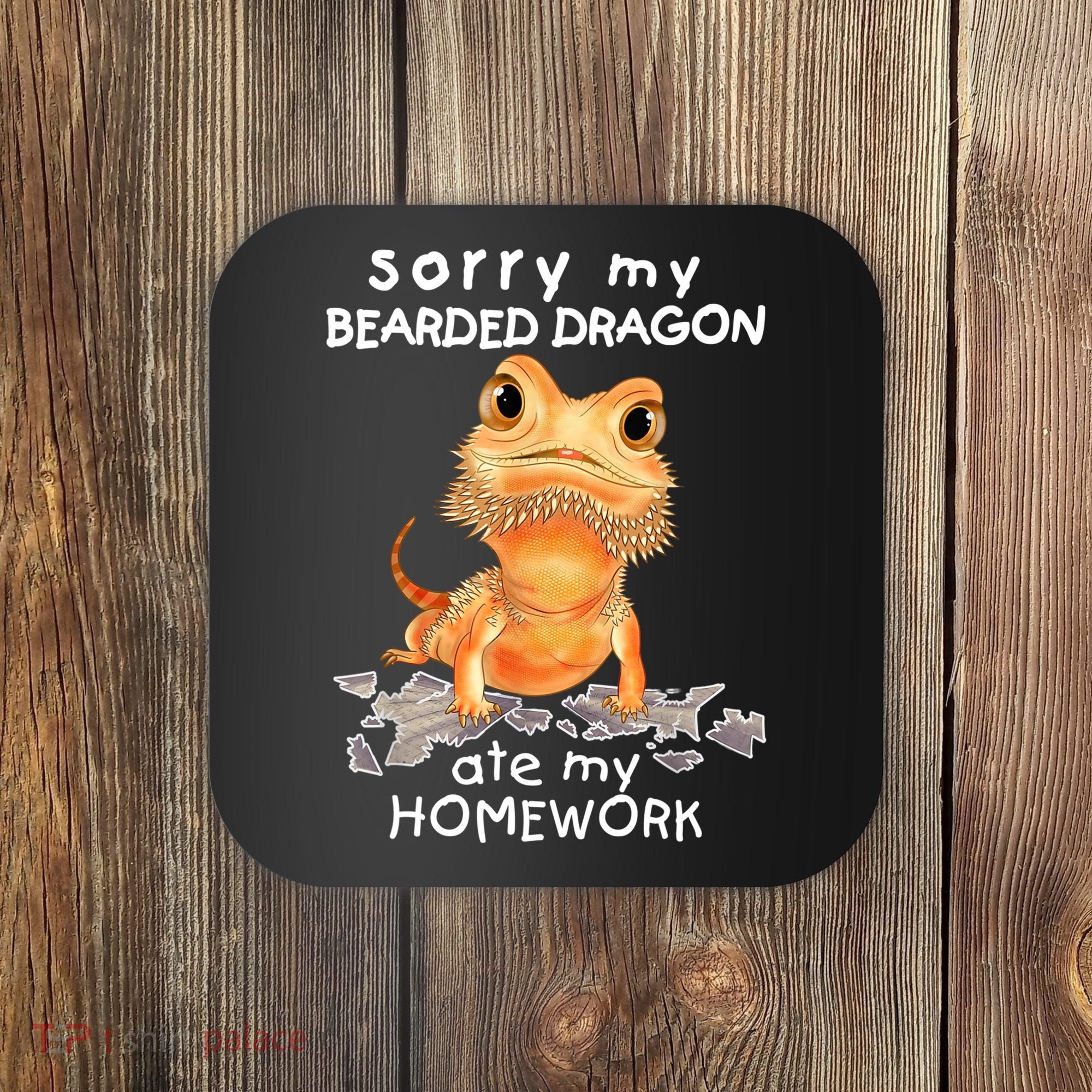 Funny Bearded Dragon Cute Lizard Beardie Ate My Homework Gift Coaster