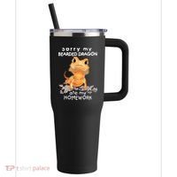 Funny Bearded Dragon Cute Lizard Beardie Ate My Homework Gift 40oz Vacuum Insulated Stainless Steel Travel Tumbler thumb 0
