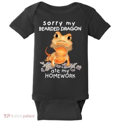Funny Bearded Dragon Cute Lizard Beardie Ate My Homework Gift Baby Bodysuit