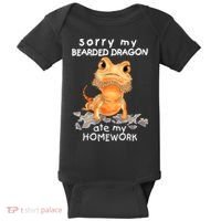 Funny Bearded Dragon Cute Lizard Beardie Ate My Homework Gift Baby Bodysuit thumb 0