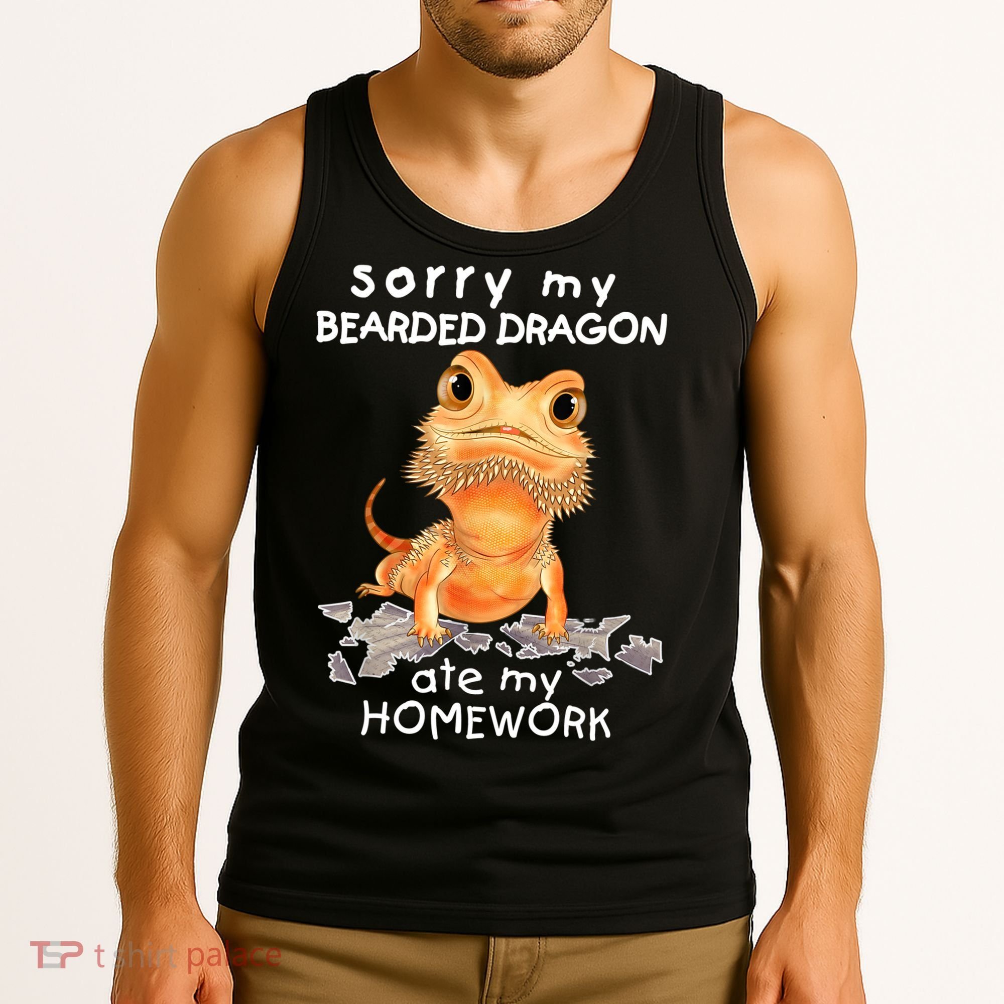 Funny Bearded Dragon Cute Lizard Beardie Ate My Homework Gift Tank Top