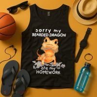 Funny Bearded Dragon Cute Lizard Beardie Ate My Homework Gift Tank Top thumb 4