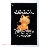 Funny Bearded Dragon Cute Lizard Beardie Ate My Homework Gift Golf Towel thumb 0