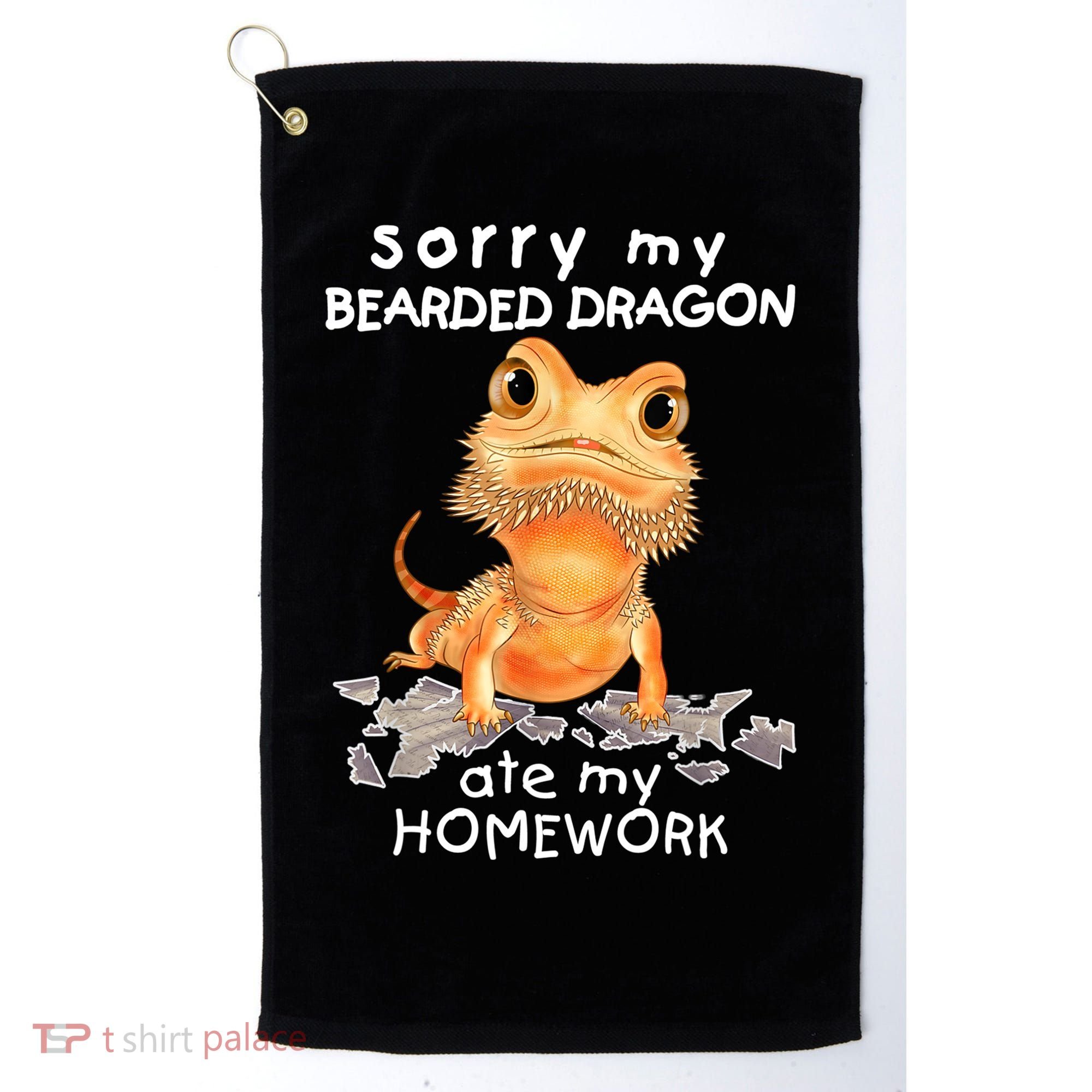 Funny Bearded Dragon Cute Lizard Beardie Ate My Homework Gift Golf Towel