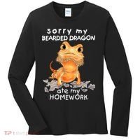 Funny Bearded Dragon Cute Lizard Beardie Ate My Homework Gift Women's Long Sleeve Shirt thumb 0