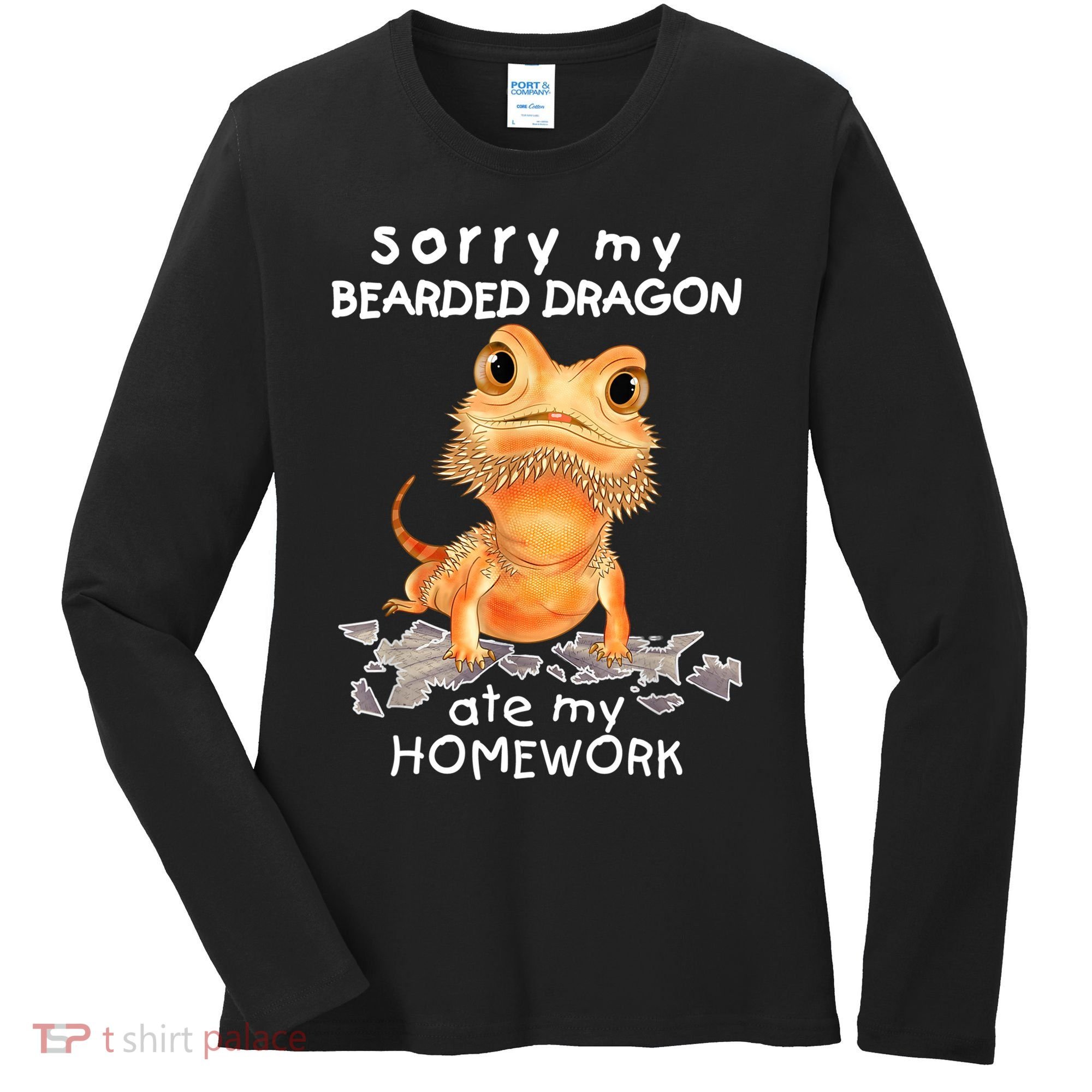 Funny Bearded Dragon Cute Lizard Beardie Ate My Homework Gift Women's Long Sleeve Shirt