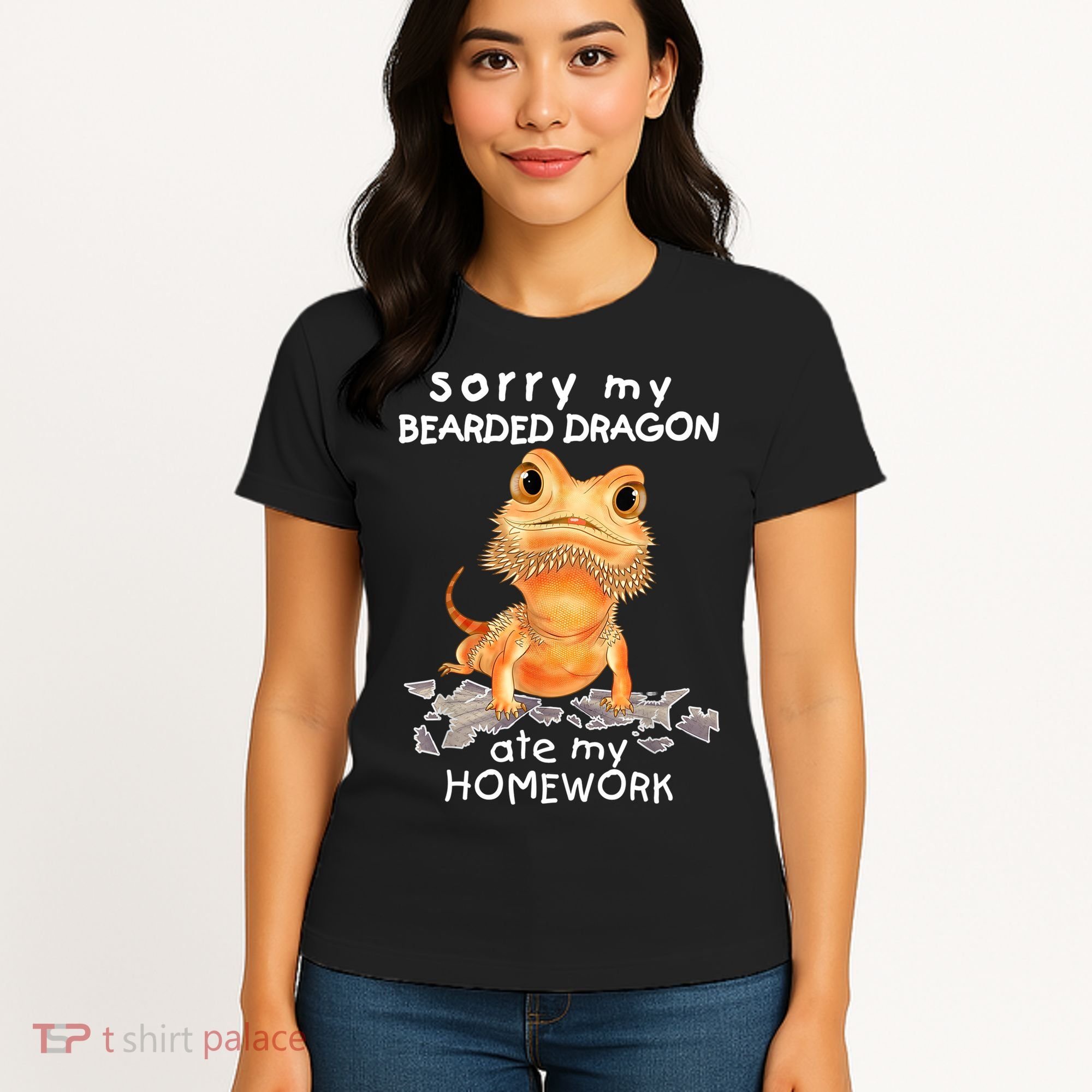 Funny Bearded Dragon Cute Lizard Beardie Ate My Homework Gift Women's T-Shirt