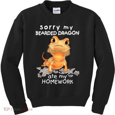 Funny Bearded Dragon Cute Lizard Beardie Ate My Homework Gift Kids Sweatshirt