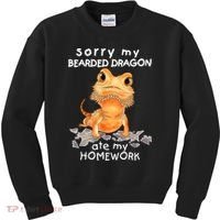 Funny Bearded Dragon Cute Lizard Beardie Ate My Homework Gift Kids Sweatshirt thumb 0