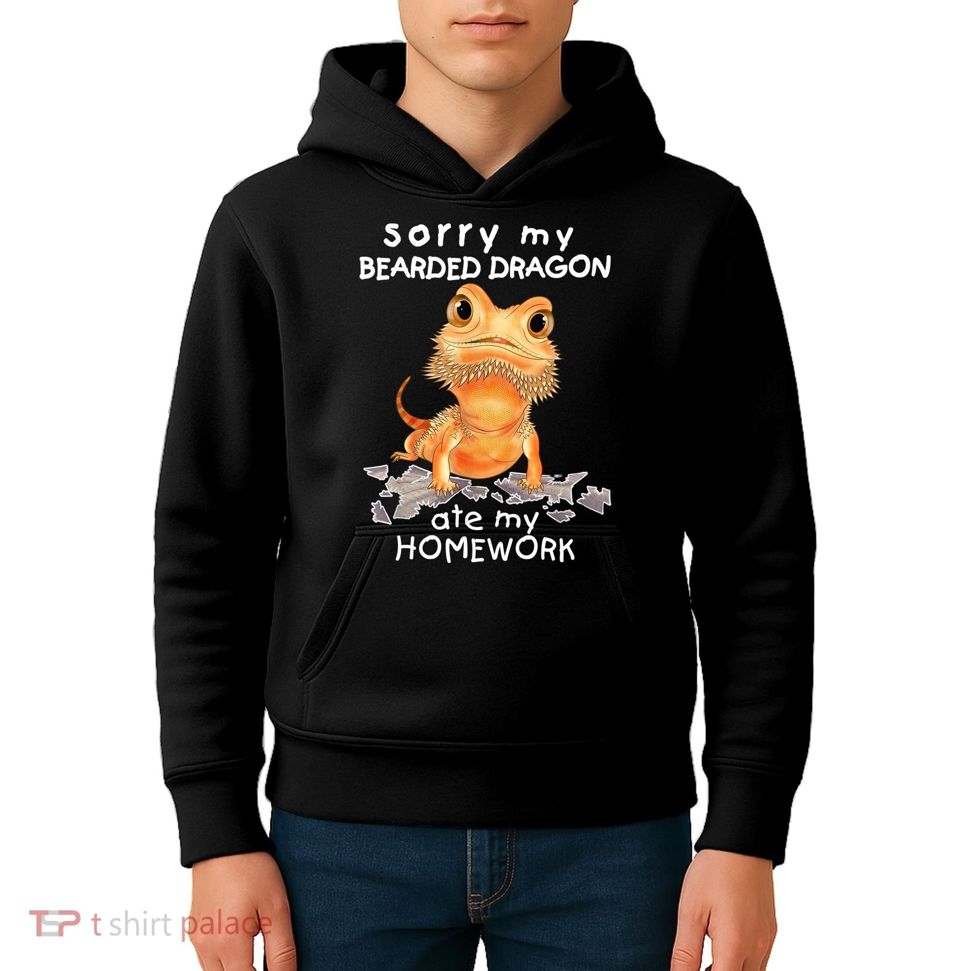 Funny Bearded Dragon Cute Lizard Beardie Ate My Homework Gift Kids Hoodie