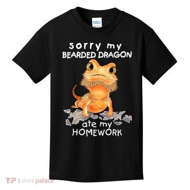Funny Bearded Dragon Cute Lizard Beardie Ate My Homework Gift Kids T-Shirt